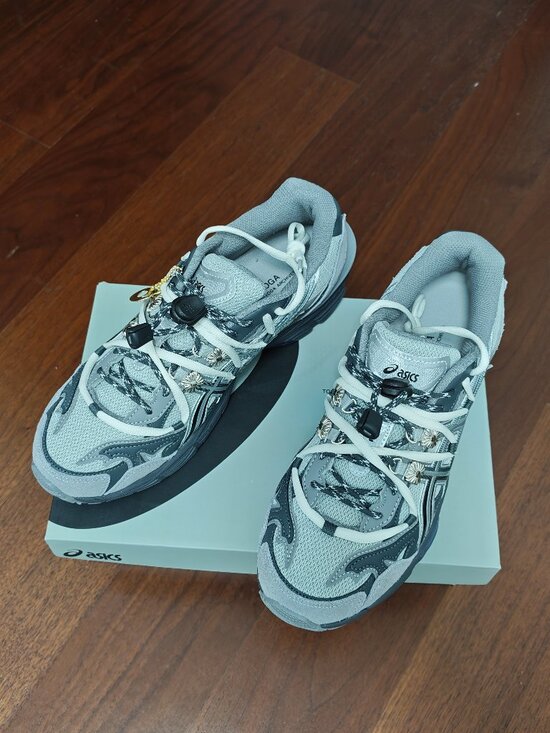 Asics Other - ASICS‑Style Grey Multi‑Lace Up Dad Sneakers With Charms Full Box